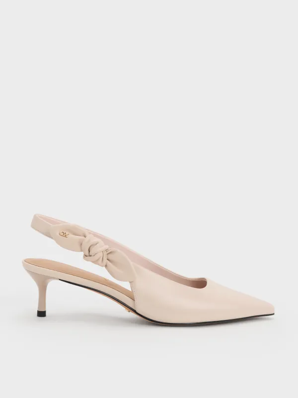Charles & Keith - Jayce Leather Slingback Kitten Heels sold by Charles & Keith