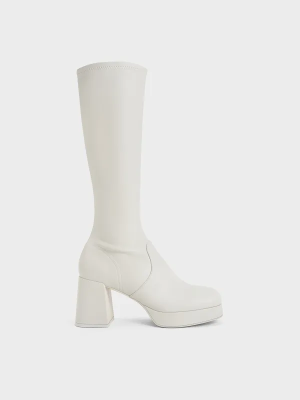 Charles & Keith - Evie Platform Block-Heel Knee-High Boots sold by Charles & Keith
