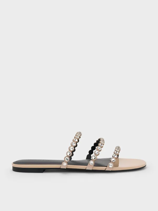 Charles & Keith - Crystal-Embellished Triple-Strap Sandals sold by Charles & Keith