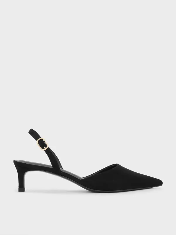 Charles & Keith - Faux Suede Pointed-Toe Slingback Kitten Heels sold by Charles & Keith