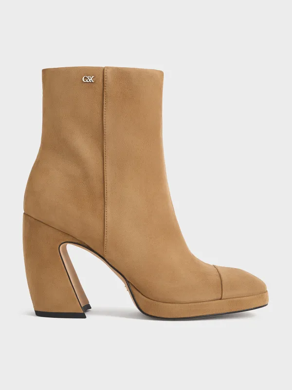 Charles & Keith - Jyll Suede Sculptural-Heel Ankle Boots sold by Charles & Keith