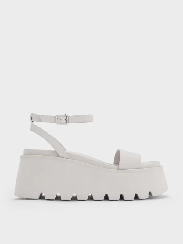 Charles & Keith - Ridged-Sole Ankle-Strap Flatform Sandals sold by Charles & Keith