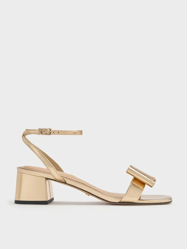 Charles & Keith - Lu Metallic Leather Bow Heeled Sandals sold by Charles & Keith
