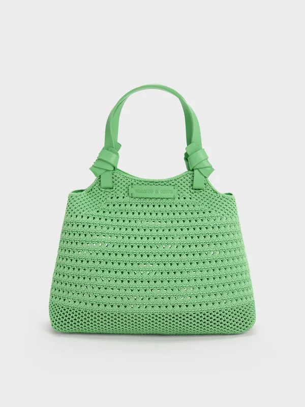 Charles & Keith - Ida Knotted Handle Knitted Tote Bag sold by Charles & Keith