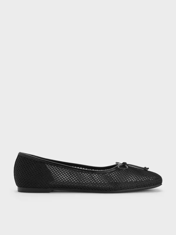 Charles & Keith - Mesh Square-Toe Bow Ballet Flats sold by Charles & Keith