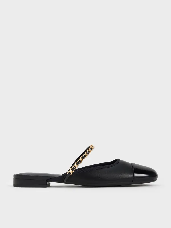 Charles & Keith - Patent Chain-Strap Mules sold by Charles & Keith