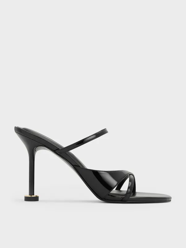 Charles & Keith - Wynn Patent Crossover Sculptural-Heel Strappy Mules sold by Charles & Keith