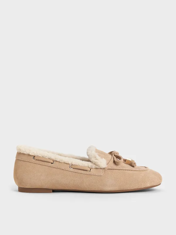 Charles & Keith - Gavyn Suede Shearling-Lined Boat Shoes sold by Charles & Keith