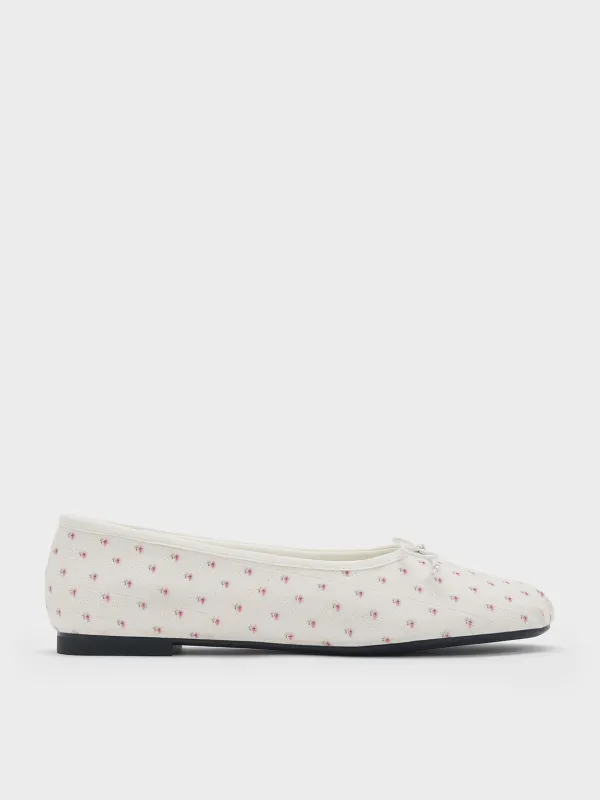 Charles & Keith - Floral-Print Bow Ballet Flats sold by Charles & Keith