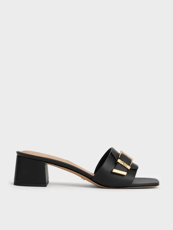 Charles & Keith - Whitney Leather Buckled Block-Heel Mules sold by Charles & Keith