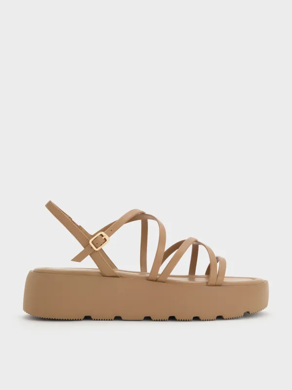 Charles & Keith - Strappy Ridged-Sole Flatform Sandals sold by Charles & Keith