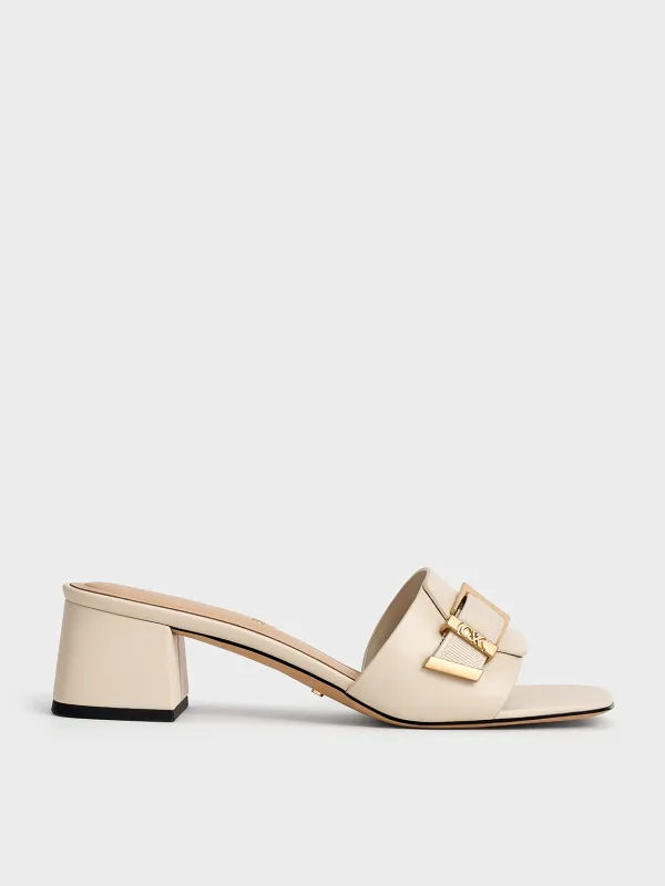 Charles & Keith - Whitney Leather Buckled Block-Heel Mules sold by Charles & Keith