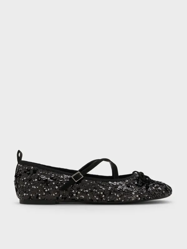Charles & Keith - Sequinned Crossover Mary Jane Flats sold by Charles & Keith