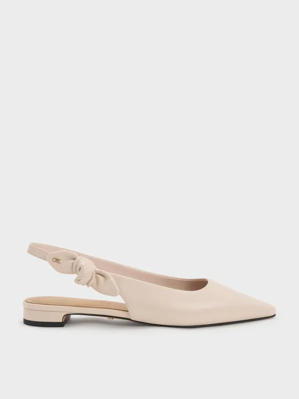 Charles & Keith - Jayce Leather Knot-Bow Slingback Flats sold by Charles & Keith
