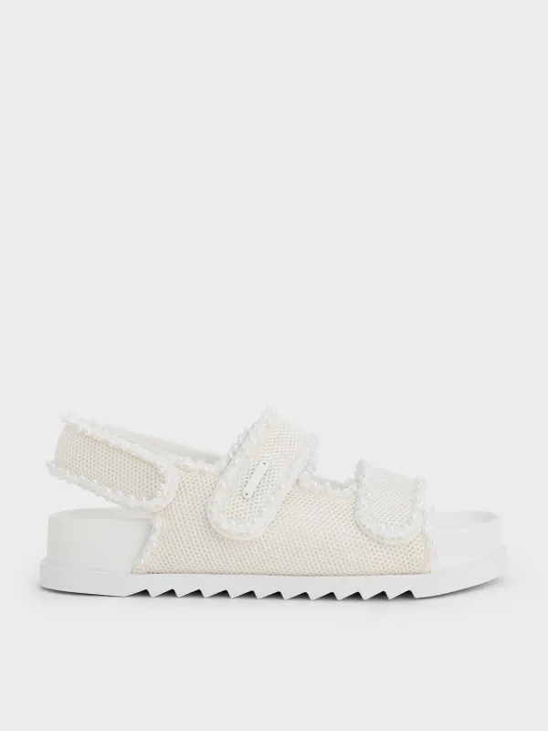 Charles & Keith - Mesh Pearl-Embellished Flatform Sandals sold by Charles & Keith
