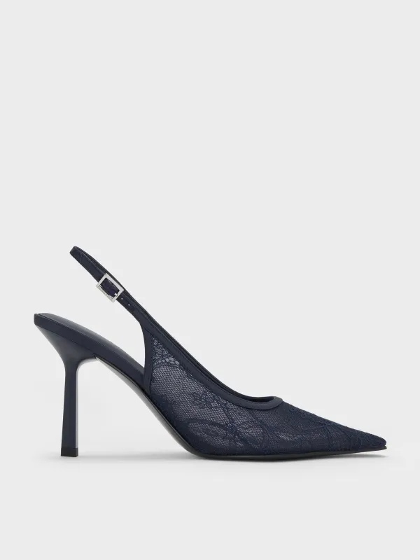 Charles & Keith - Lace & Satin Slingback Pumps sold by Charles & Keith