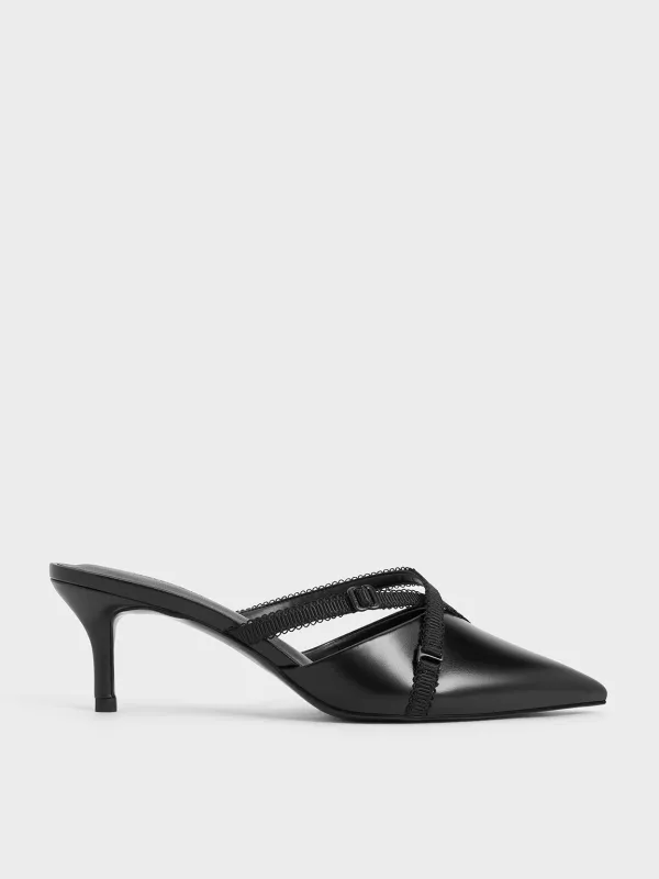Charles & Keith - Grosgrain-Strap Pointed-Toe Mules sold by Charles & Keith