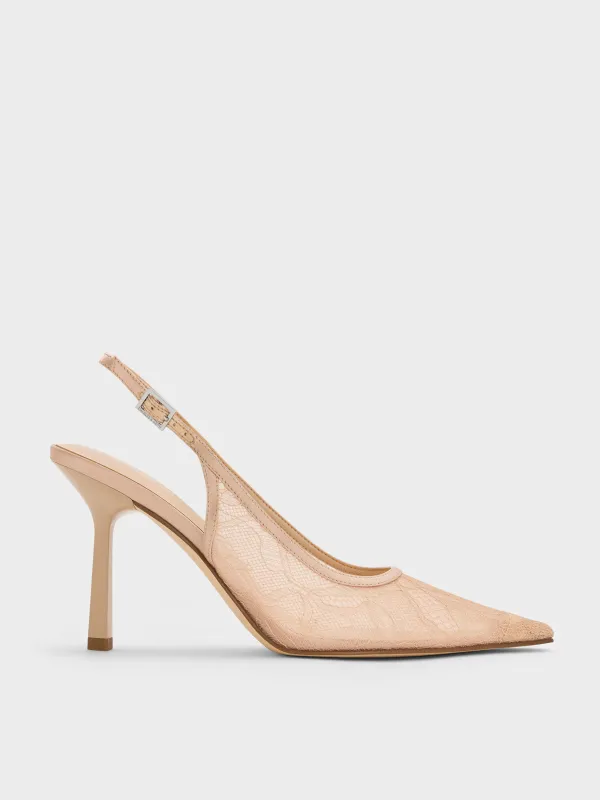 Charles & Keith - Lace & Satin Slingback Pumps sold by Charles & Keith