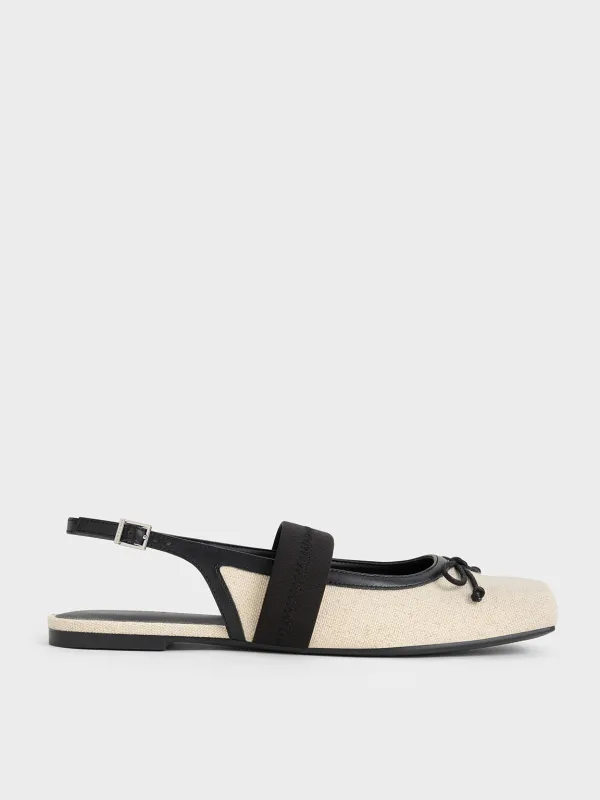Charles & Keith - Lyric Linen & Satin Bow Slingback Flats sold by Charles & Keith