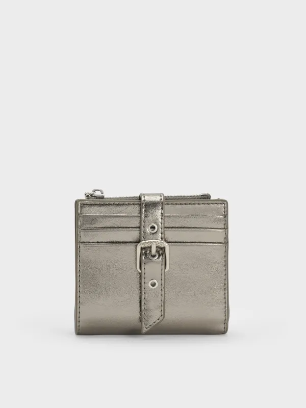 Charles & Keith - Blaise Metallic Grommet-Belt Top-Zip Small Wallet sold by Charles & Keith