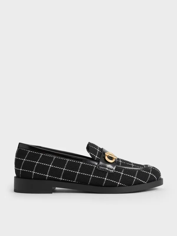 Charles & Keith - Marley Tweed Metallic-Accent Loafers sold by Charles & Keith