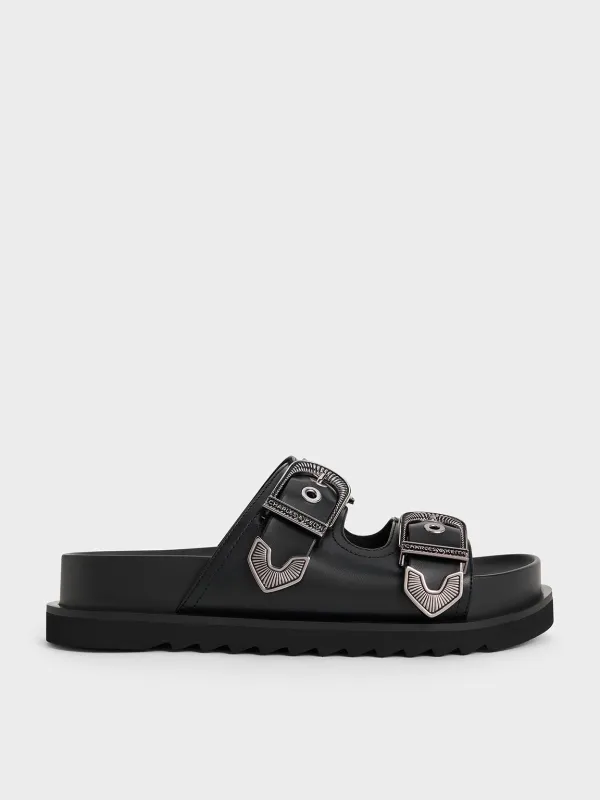 Charles & Keith - Kirke Buckled Double-Strap Sandals sold by Charles & Keith