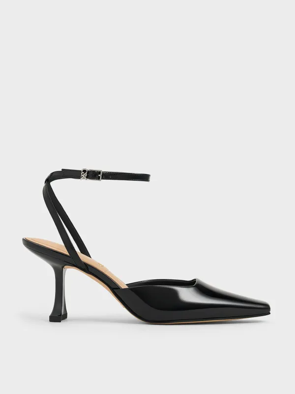 Charles & Keith - Leather Sculptural-Heel Ankle-Strap Pumps sold by Charles & Keith