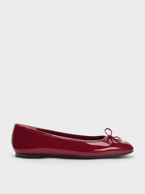 Charles & Keith - Barbara Patent Pearl-Bow Ballet Flats sold by Charles & Keith