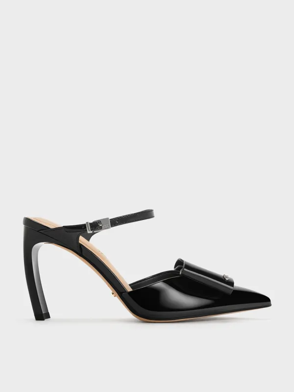 Charles & Keith - Lu Patent Leather Bow Blade-Heel Mules sold by Charles & Keith
