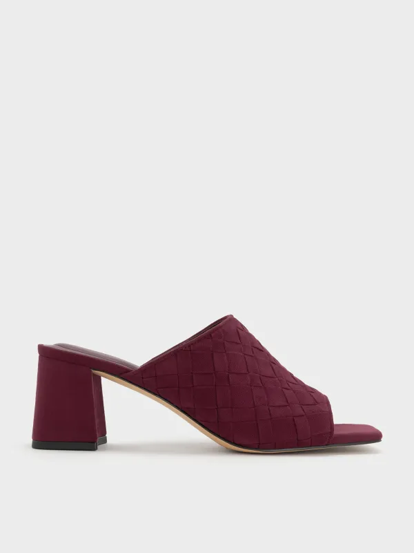 Charles & Keith - Ivette Faux Suede Woven Square-Toe Heeled Mules sold by Charles & Keith