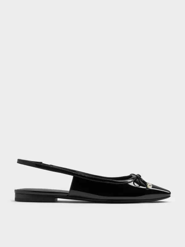 Charles & Keith - Barbara Patent Pearl-Bow Slingback Flats sold by Charles & Keith