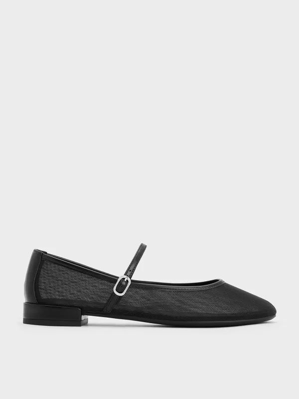 Charles & Keith - Gertrude Mesh Mary Jane Flats sold by Charles & Keith