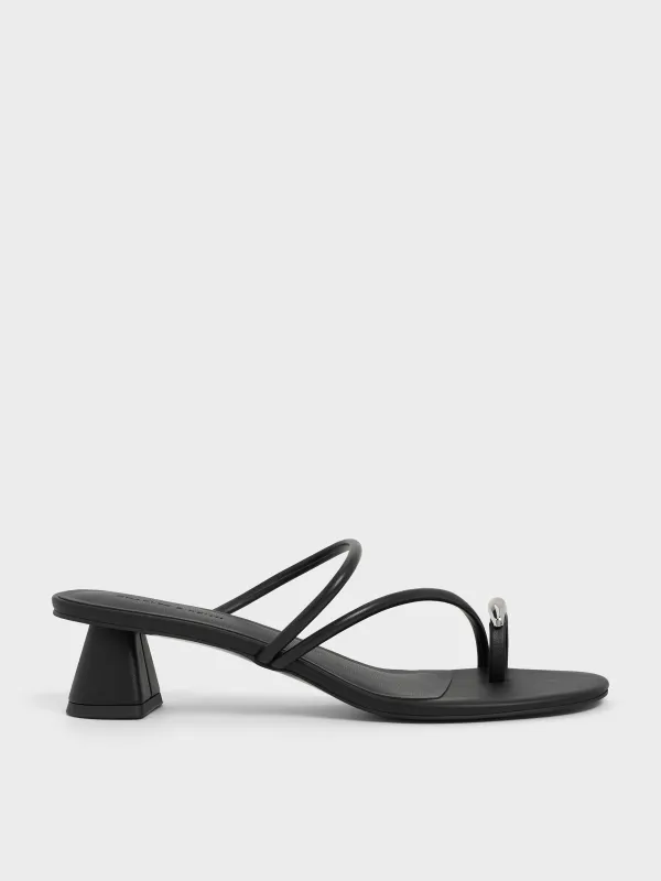 Charles & Keith - Metallic-Accent Strappy Toe-Ring Heeled Sandals sold by Charles & Keith