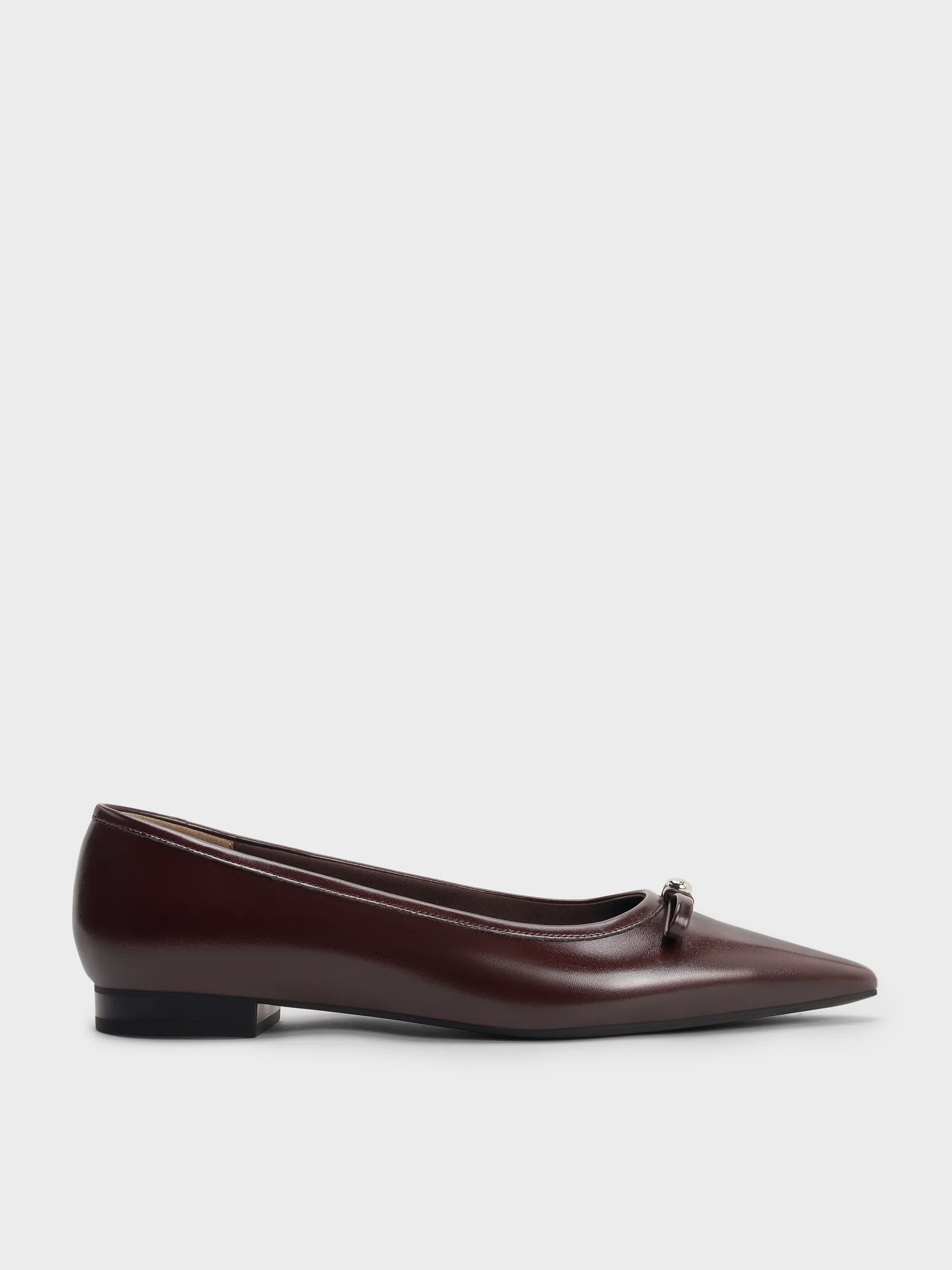 Charles & Keith - Bow Metallic-Accent Pointed-Toe Ballet Flats sold by Charles & Keith