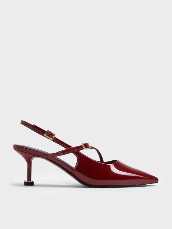 Charles & Keith - Wynn Patent Buckled Sculptural-Heel Slingback Pumps sold by Charles & Keith