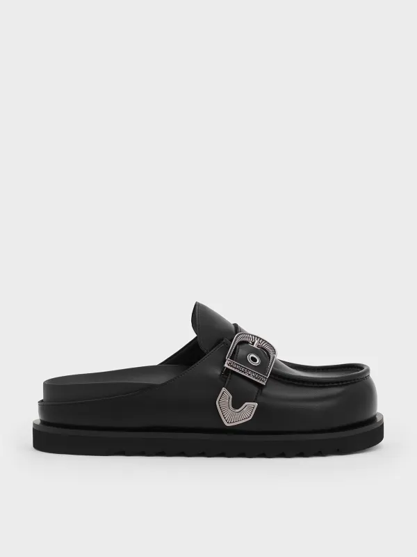 Charles & Keith - Kirke Buckle-Strap Flatform Mules sold by Charles & Keith