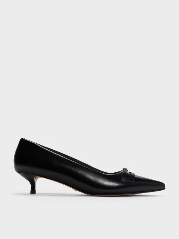 Charles & Keith - Georgina Leather Kitten Heels made by Charles & Keith