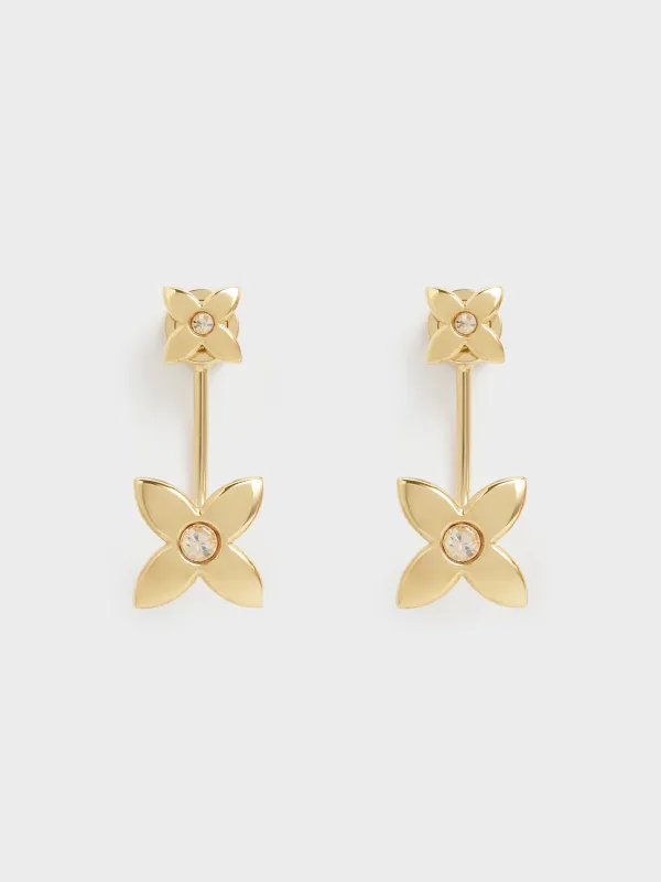 Charles & Keith - Felicity Flower-Motif Crystal Stud Jacket Earrings sold by Charles & Keith