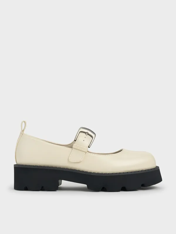 Charles & Keith - Buckled Ridged-Sole Chunky Mary Janes sold by Charles & Keith