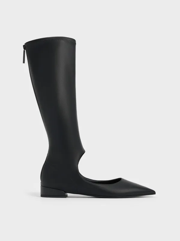 Charles & Keith - Robbie Cut-Out Pointed-Toe Knee-High Boots sold by Charles & Keith