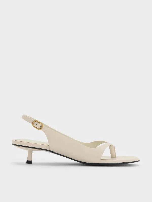 Charles & Keith - Rayne Square-Toe Kitten-Heel Thong Slingback Sandals sold by Charles & Keith