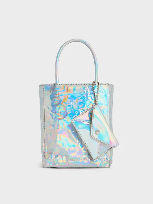Charles & Keith - Matina Holographic Crinkle-Effect Elongated Tote Bag sold by Charles & Keith