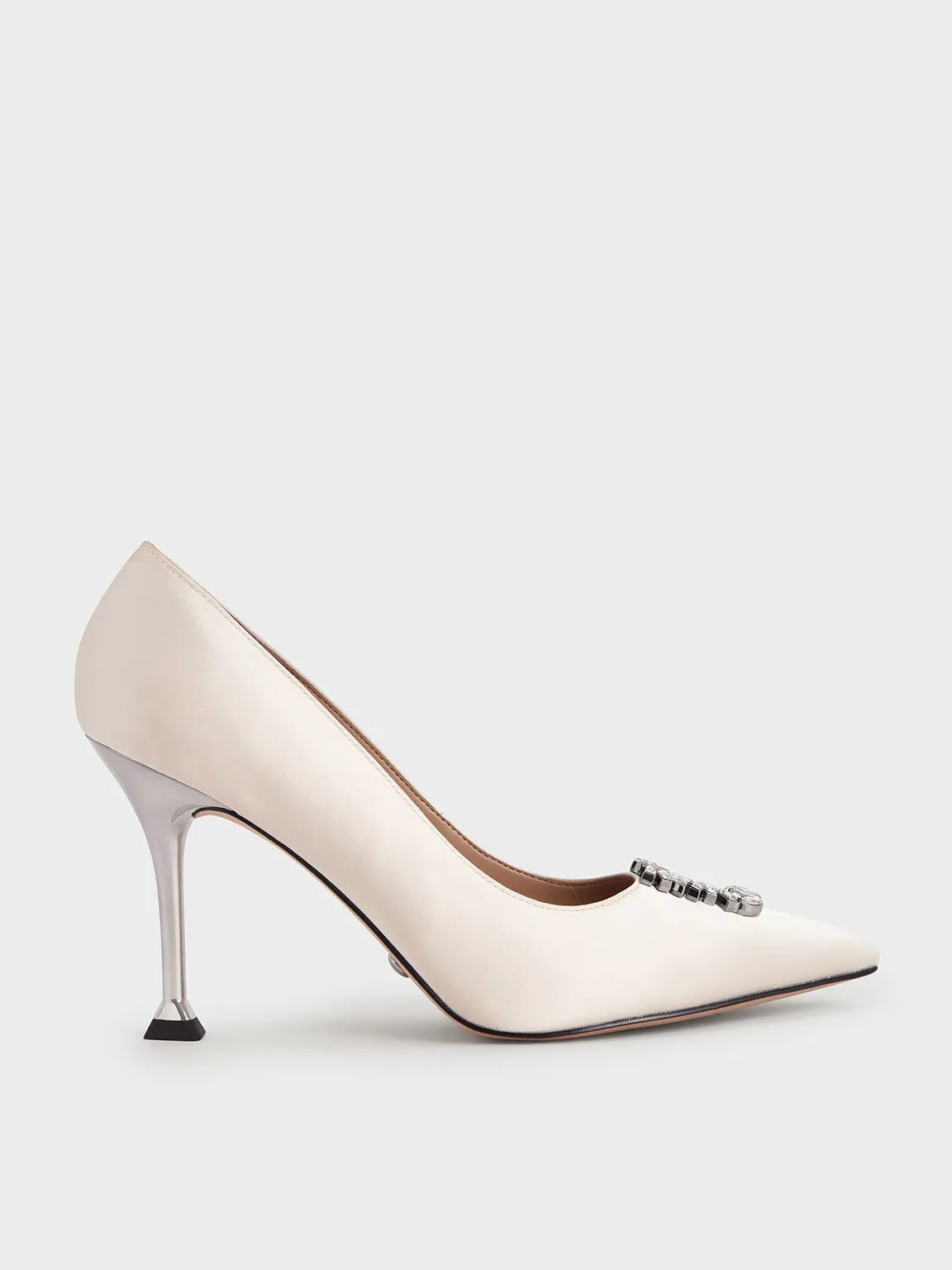Charles & Keith - Satin Gem-Embellished Pumps sold by Charles & Keith