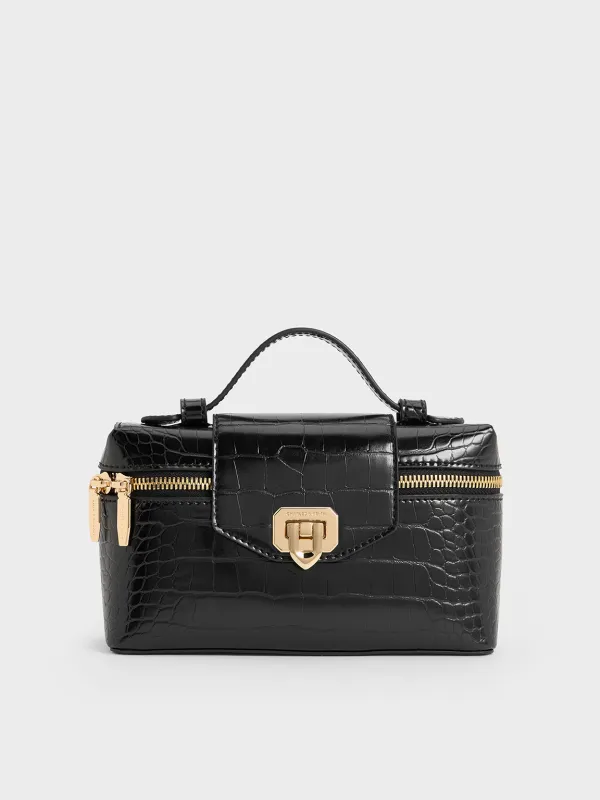 Charles & Keith - Arwen Croc-Effect Top Handle Vanity Bag sold by Charles & Keith