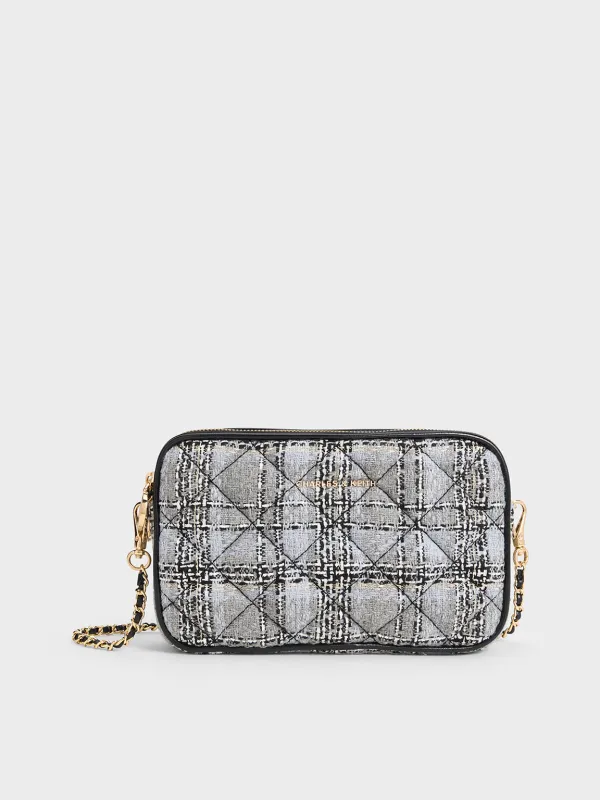 Charles & Keith - Mini Apfra Tweed Quilted Crossbody Bag sold by Charles & Keith