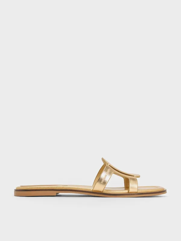 Charles & Keith - Easley Metallic Cut-Out Slide Sandals sold by Charles & Keith