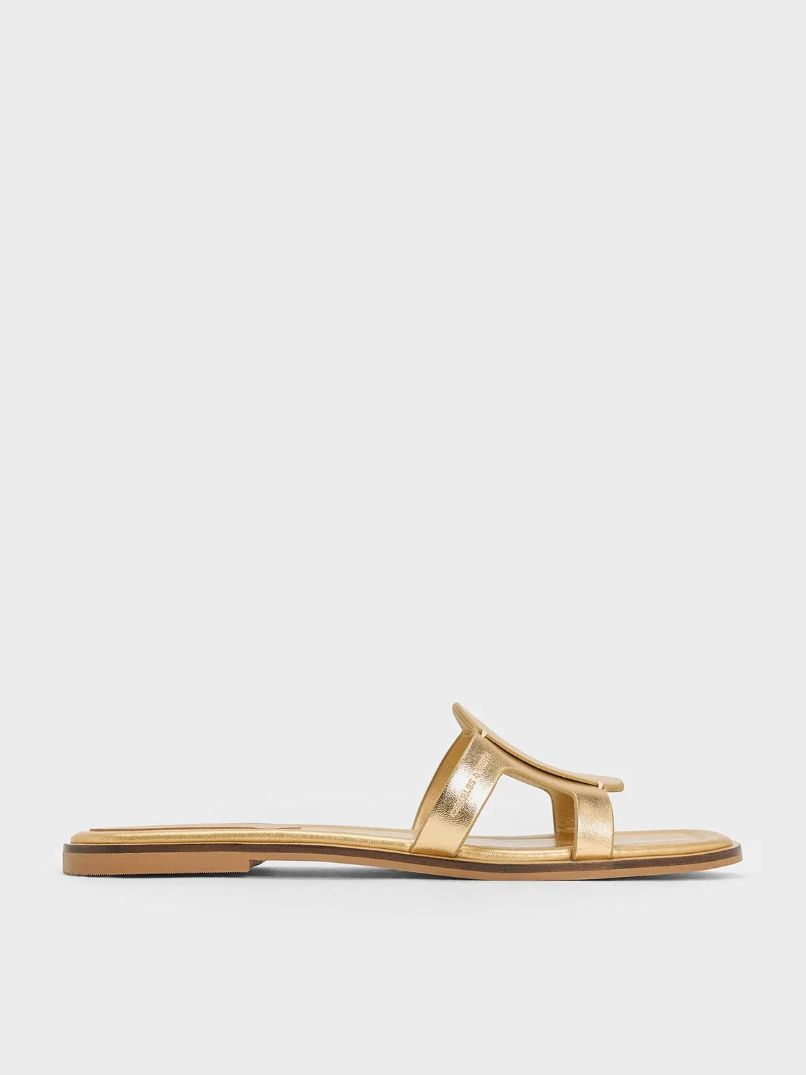 CHARLES & KEITH - Easley Metallic Cut-Out Slide Sandals sold by Charles & Keith