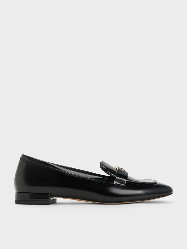 Charles & Keith - Leather Penny Square-Toe Loafers sold by Charles & Keith