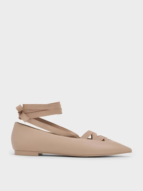 Charles & Keith - Pointed-Toe Tie-Around Ballet Flats sold by Charles & Keith