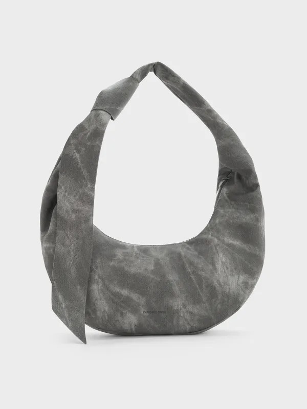 Charles & Keith - Toni Denim Knotted Crescent Hobo Bag sold by Charles & Keith